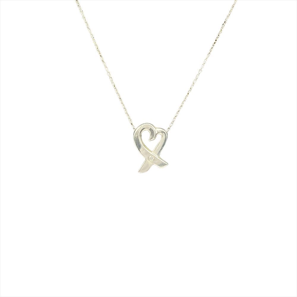 ティファニー Tiffany&Co. パロマ・ピカソ ラビングハート ネックレス スターリングシルバー 2.7g ダイヤモンド シルバー 1Pダイヤモンド レディース【中古】