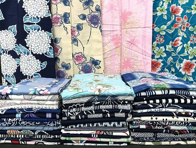 平和屋着物■浴衣 まとめて 45点 蝶 紫陽花 乱菊 花柄 型染め 暈し染め など 着用可能多数 未使用品あり mmm1214