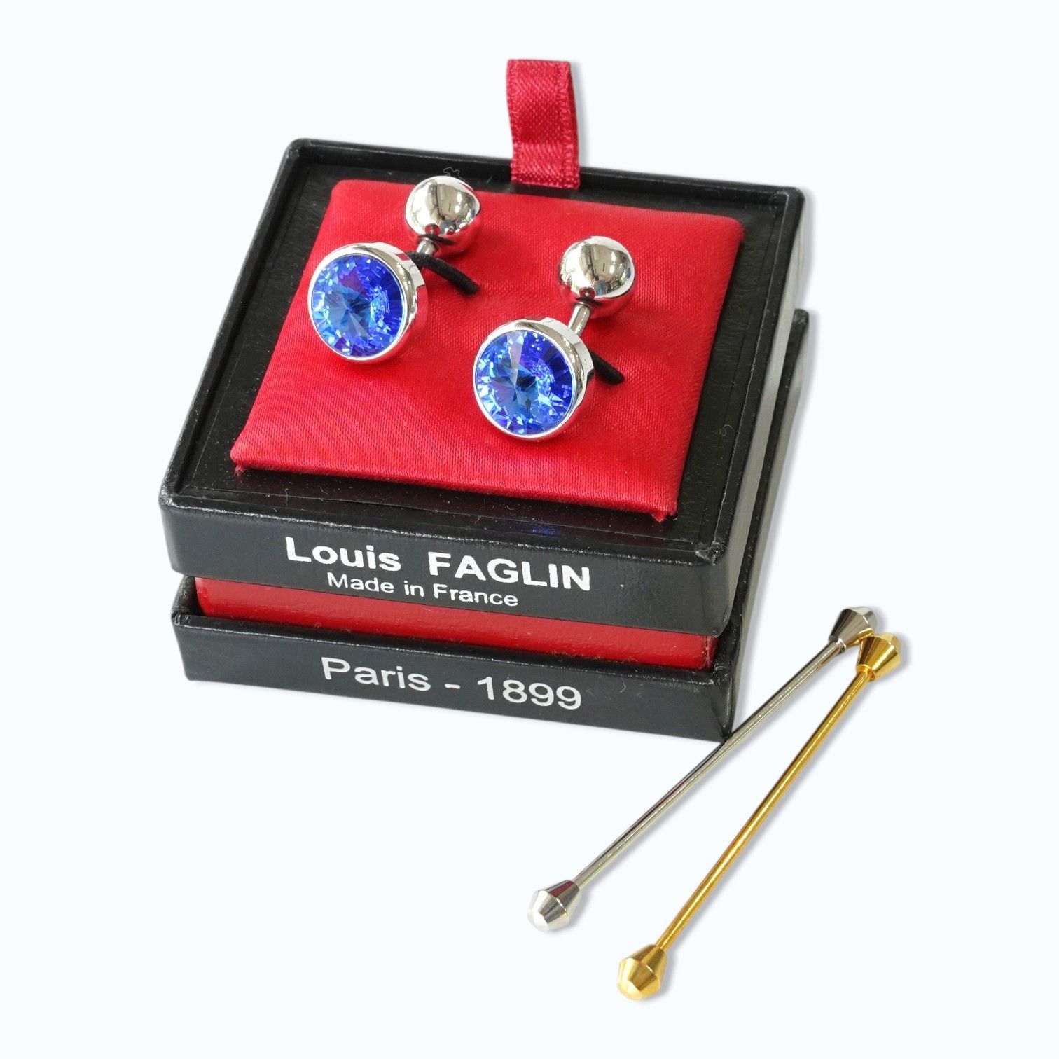 Louis FAGLIN ルイファグラン カフリンクス ブルークリスタル ロジウム