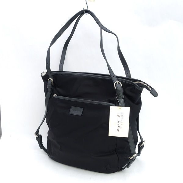 agnes b / アニエスベー ■セミショルダーバッグ　ナイロン　ブラック　タグ付き 【バッグ/バック/BAG/鞄/カバン】 ブランド【中古】
