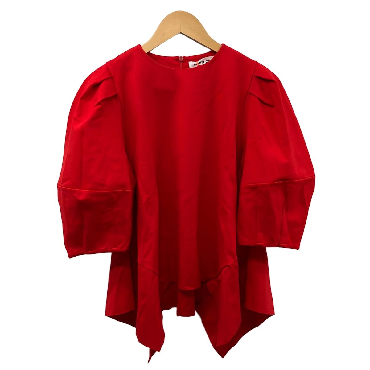 HeRIN.CYE(へリン ドット サイ) チュニック サイズF レディース美品 - レッド クルーネック/七分袖