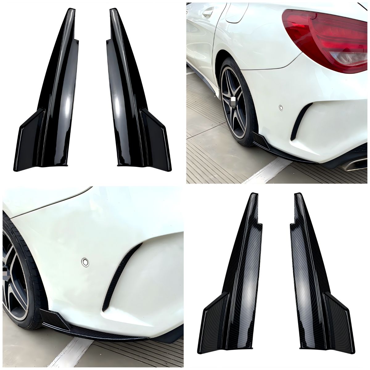 メルセデス・ベンツ CLAクラス C117 CLA180 CLA200 CLA45 AMG 13-19年 リアバンパーコーナーカバー PP 後部バンパー用 ピアノブラック カーボン柄 外装ガーニッシュ リアビュー装飾 傷対策 引き締め感 スポーティー 左右用