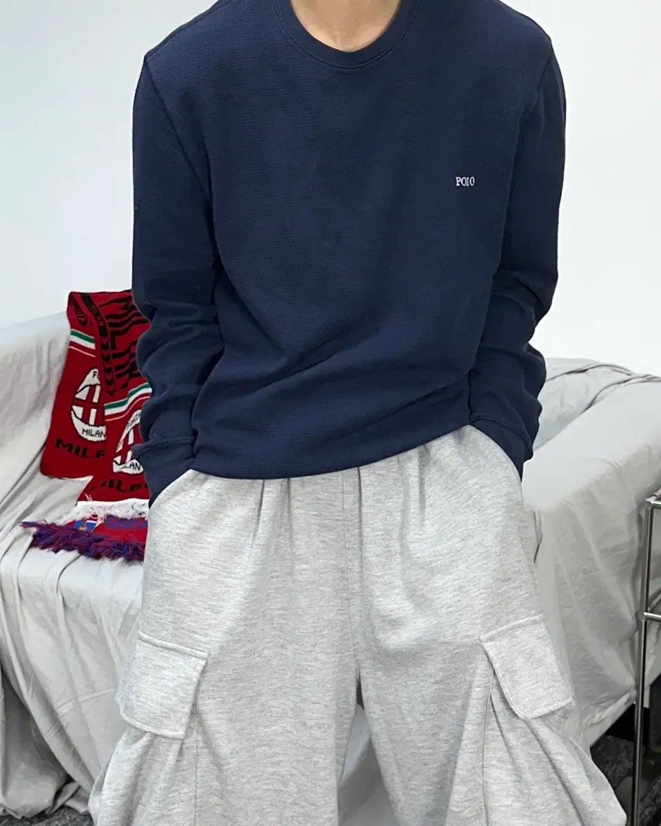 ポロ ラルフローレン ネイビー ワッフル スリーブ XL