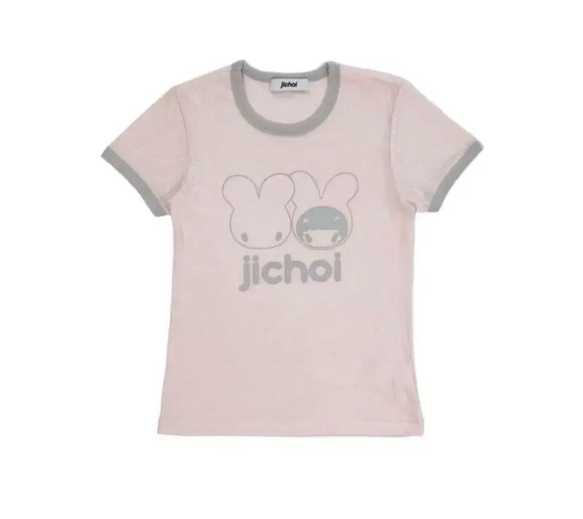 JiCHOI 24ss フィッテッド ロゴ Tシャツ 半袖 ピンク