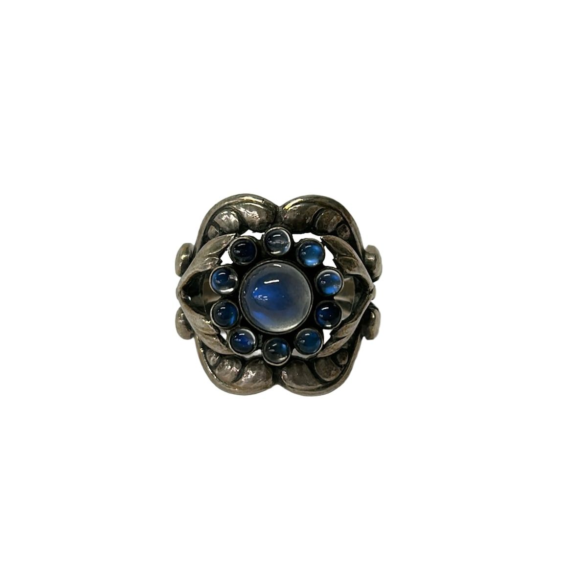 GEORG JENSEN(ジョージジェンセン) リング 10 - シルバー×ブルー フラワー(花)
