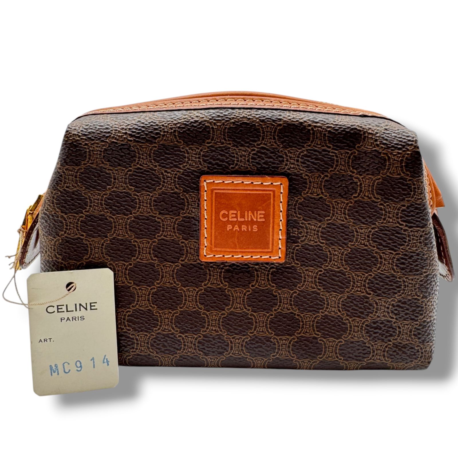 極美品　CELINE セリーヌ マカダム ポーチ ブラウン 極美品 CELINE セリーヌ ロゴ マカダム 総柄 ポーチ 小物 レザー