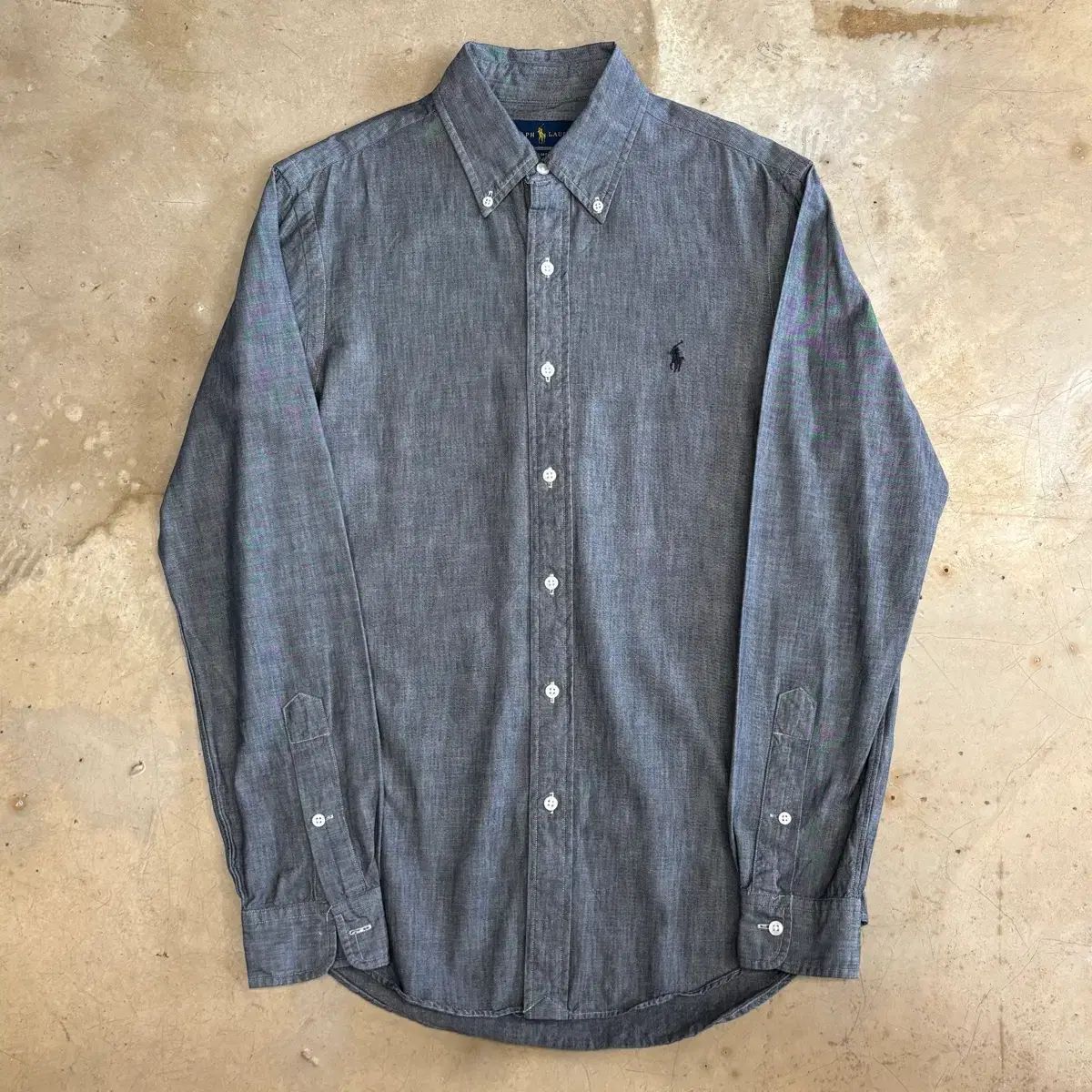 ポロ ラルフローレン S スリムフィット シャンブレー シャツ グレー 