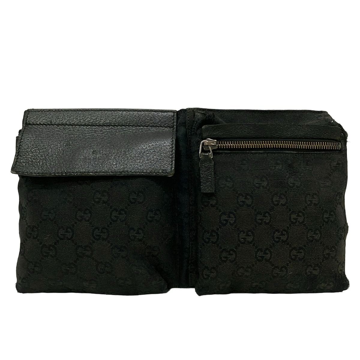 GUCCI(グッチ) ウエストポーチ GG柄 28566 黒 レザー - メルカリ