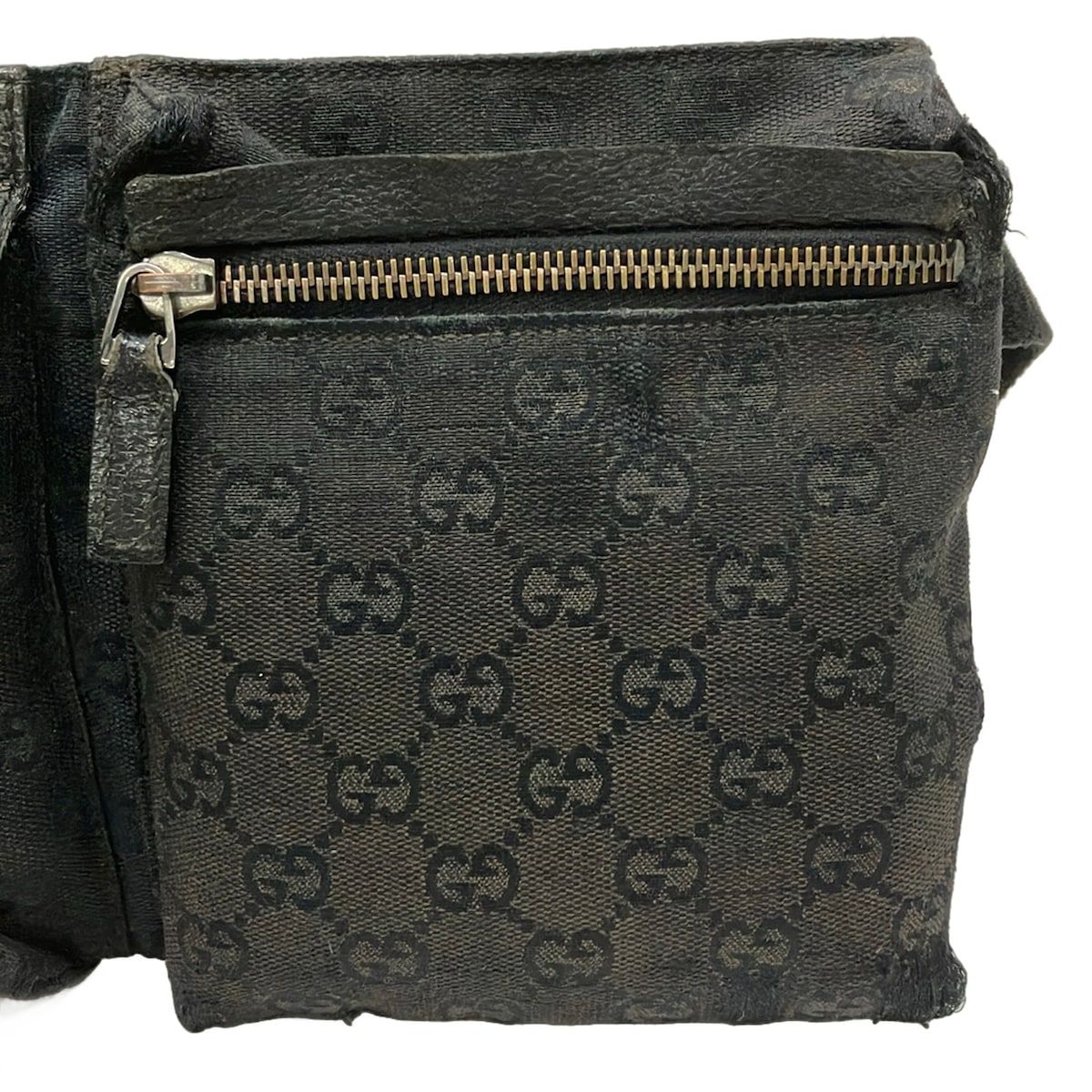 GUCCI(グッチ) ウエストポーチ GG柄 28566 黒 レザー - メルカリ