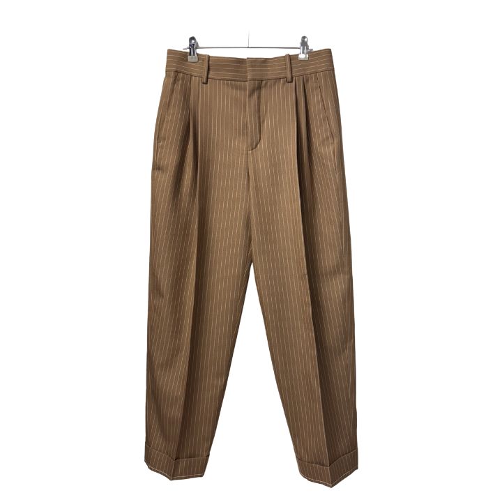 Chloe クロエ ワイドストライプ ウールスラックス ベージュ サイズ38 イタリア製 Made in ITALY