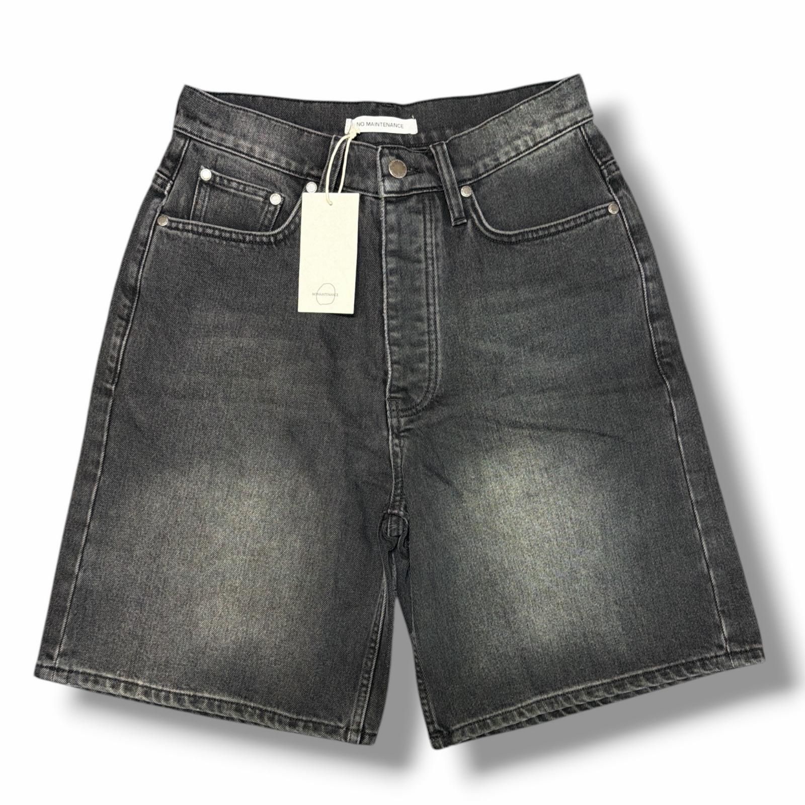 未使用 NO MAINTENANCE Wide Leg Denim Shorts ワイドレッグデニムショーツ ハーフパンツ ノーメンテナンス ブラック 28 （7670M）