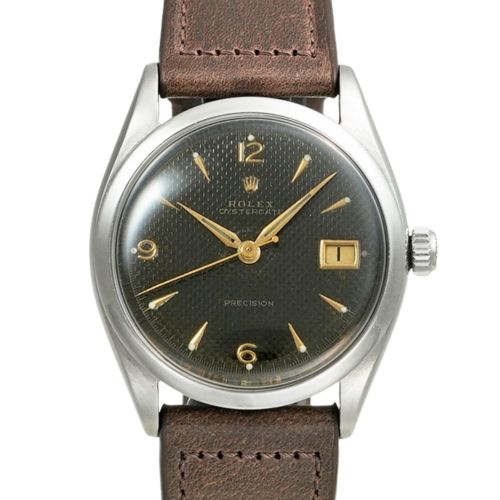 ROLEX オイスターデイト ブラックハニカムダイヤル 1953年頃製造 Ref.6294 アンティーク品 メンズ 腕時計