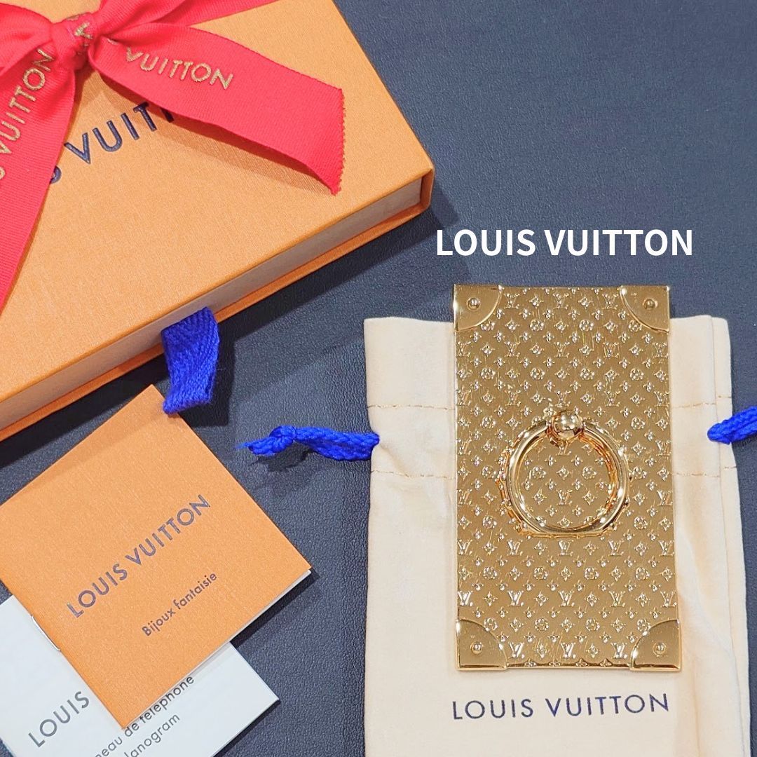 LOUIS VUITTON ルイヴィトン フォンリング トランク LV ロゴ モノグラム スマホリング バンカーリング スマホスタンド ゴールド M63145