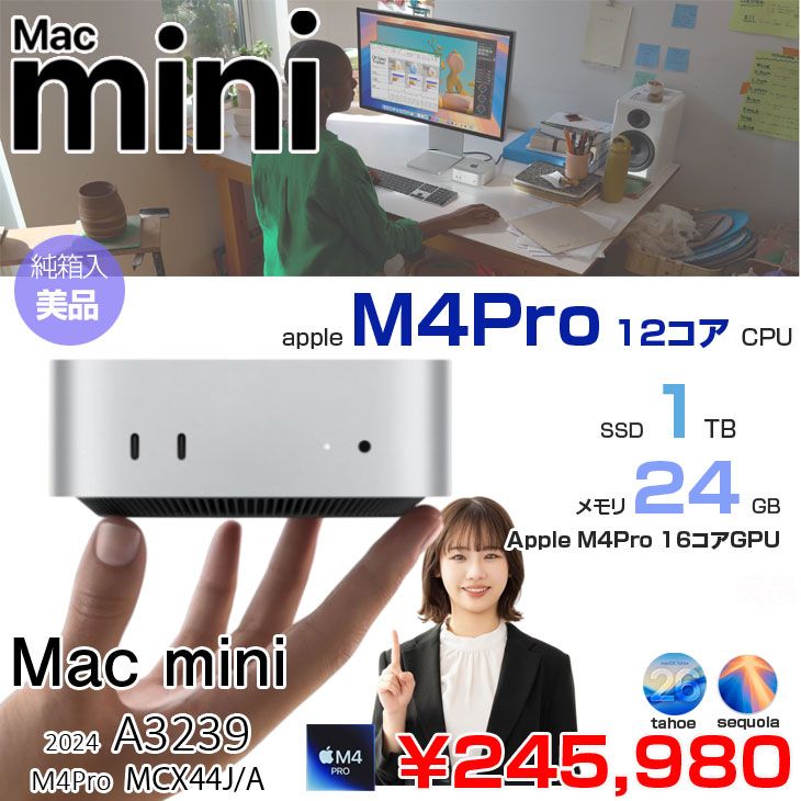 美品中古】Mac mini M4Pro 24GB/SSD1TB 2024 - メルカリ