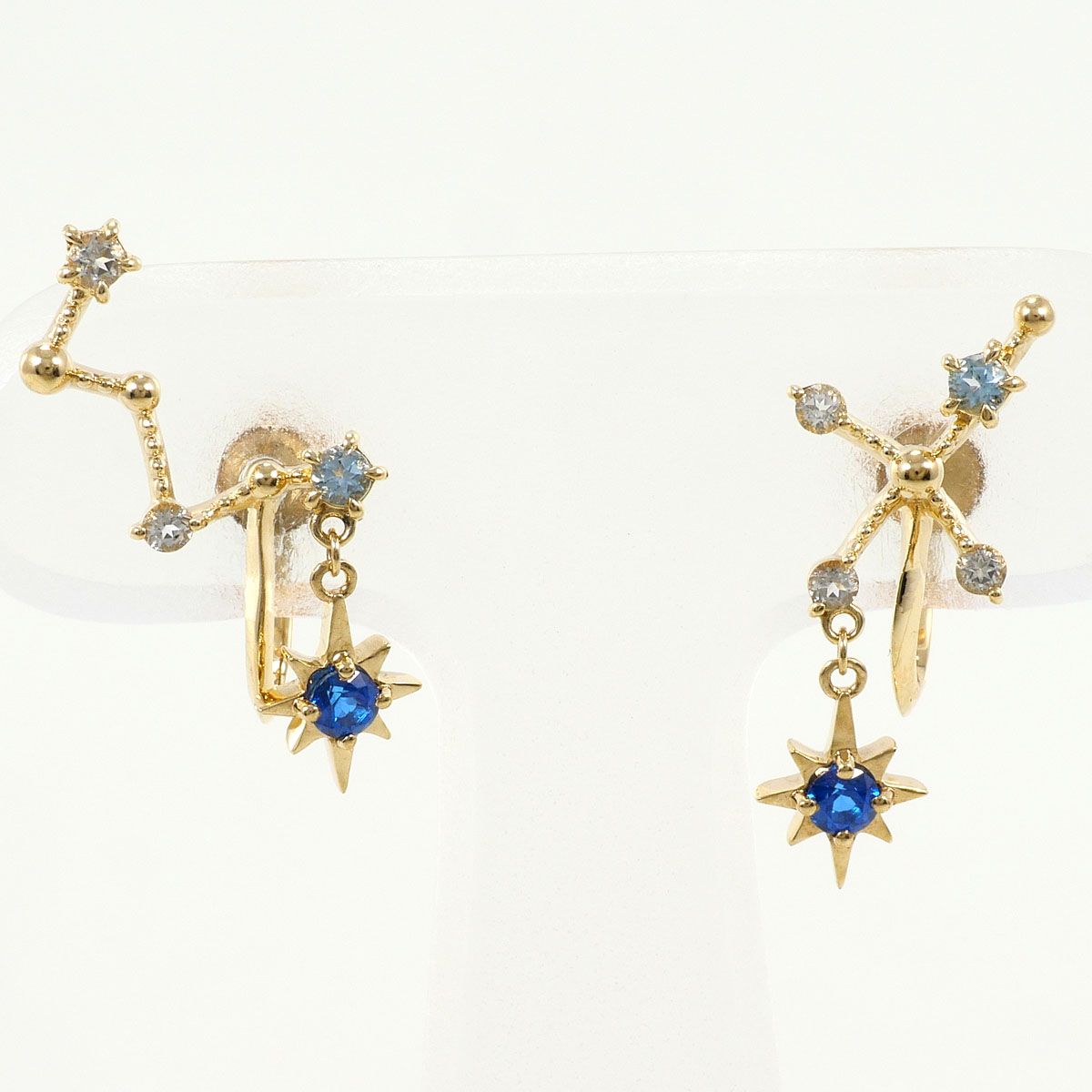 スタージュエリー STAR JEWELRY K10YG イヤリング clip-on earrings ブルートパーズ ホワイトトパーズ 総重量約1.8g
