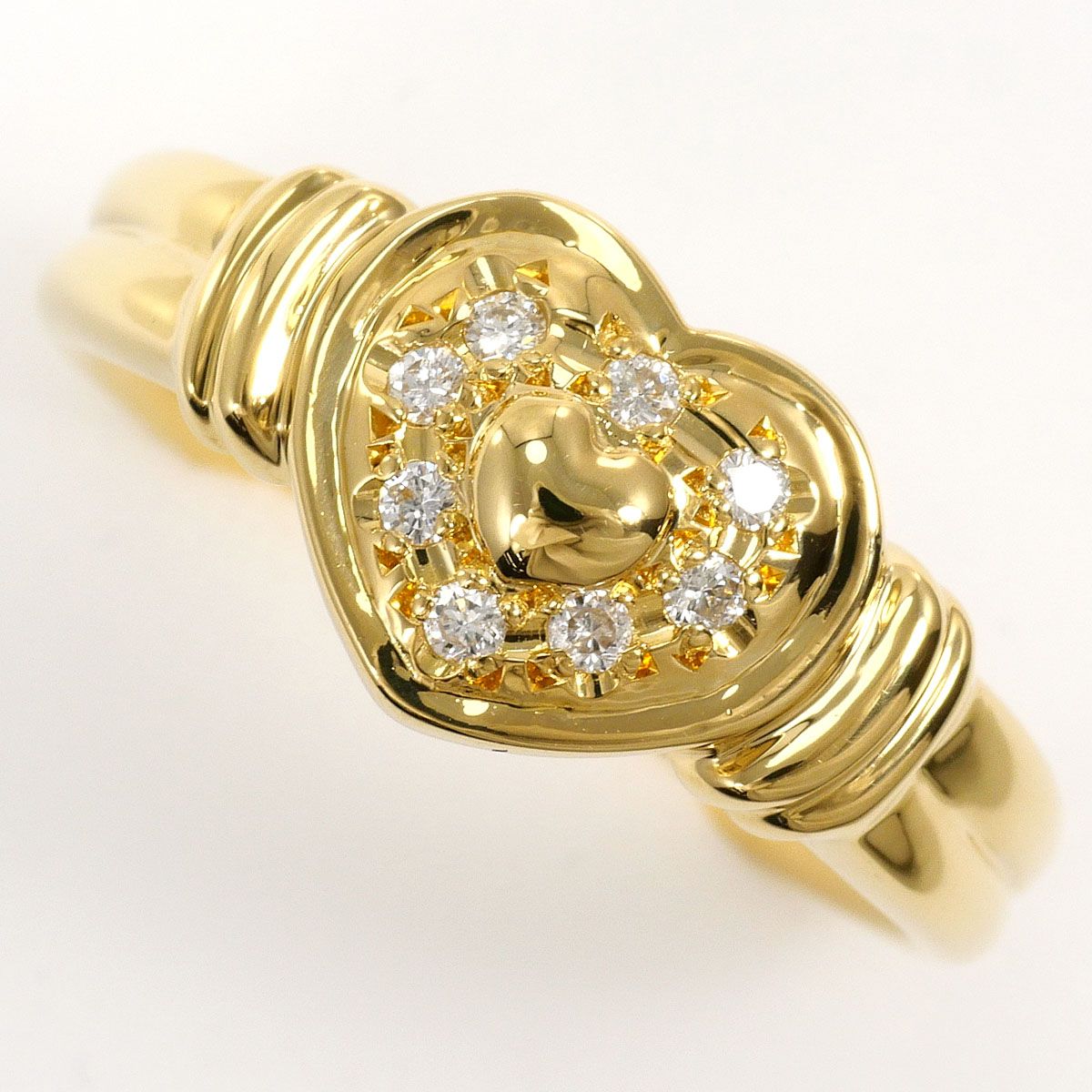 K18YG リング・指輪 12号 ダイヤモンド 0.10 ct 鑑別書 総重量約4.2g