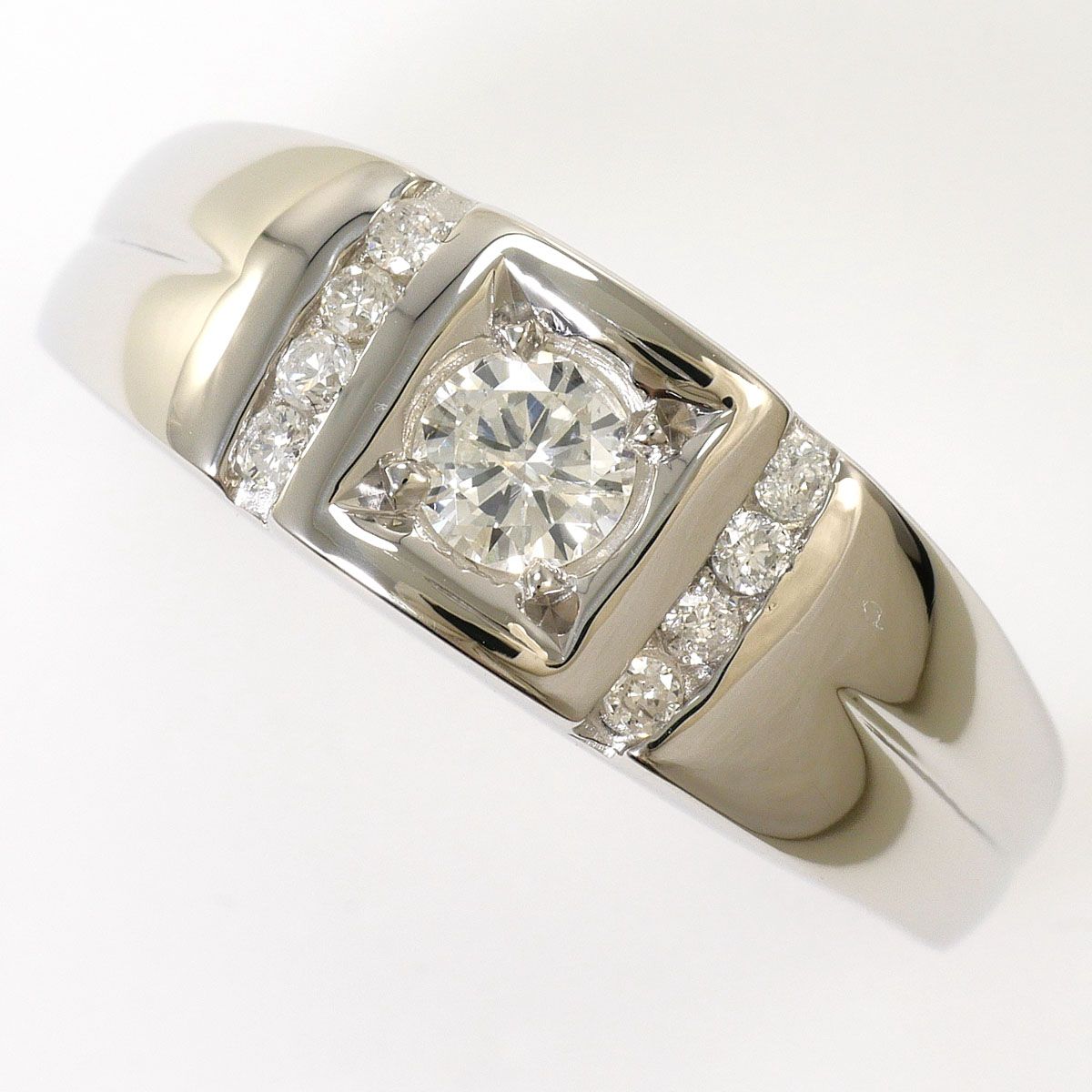 PT900/プラチナ リング・指輪 16.5号 ダイヤモンド 0.35ct ダイヤモンド I1 鑑定書 総重量約7.8g