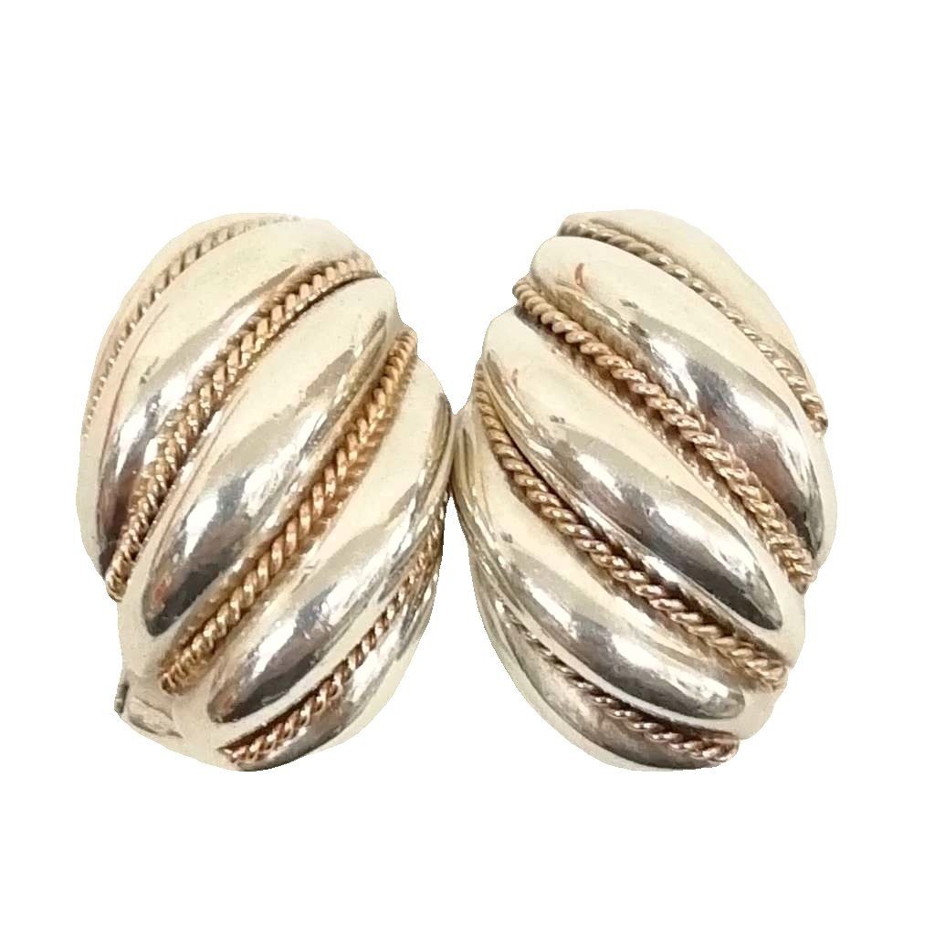 ティファニー TIFFANY & CO. ヴィンテージ ツイストロープ ピアス 925 K14 シルバー ゴールド ☆AA★
