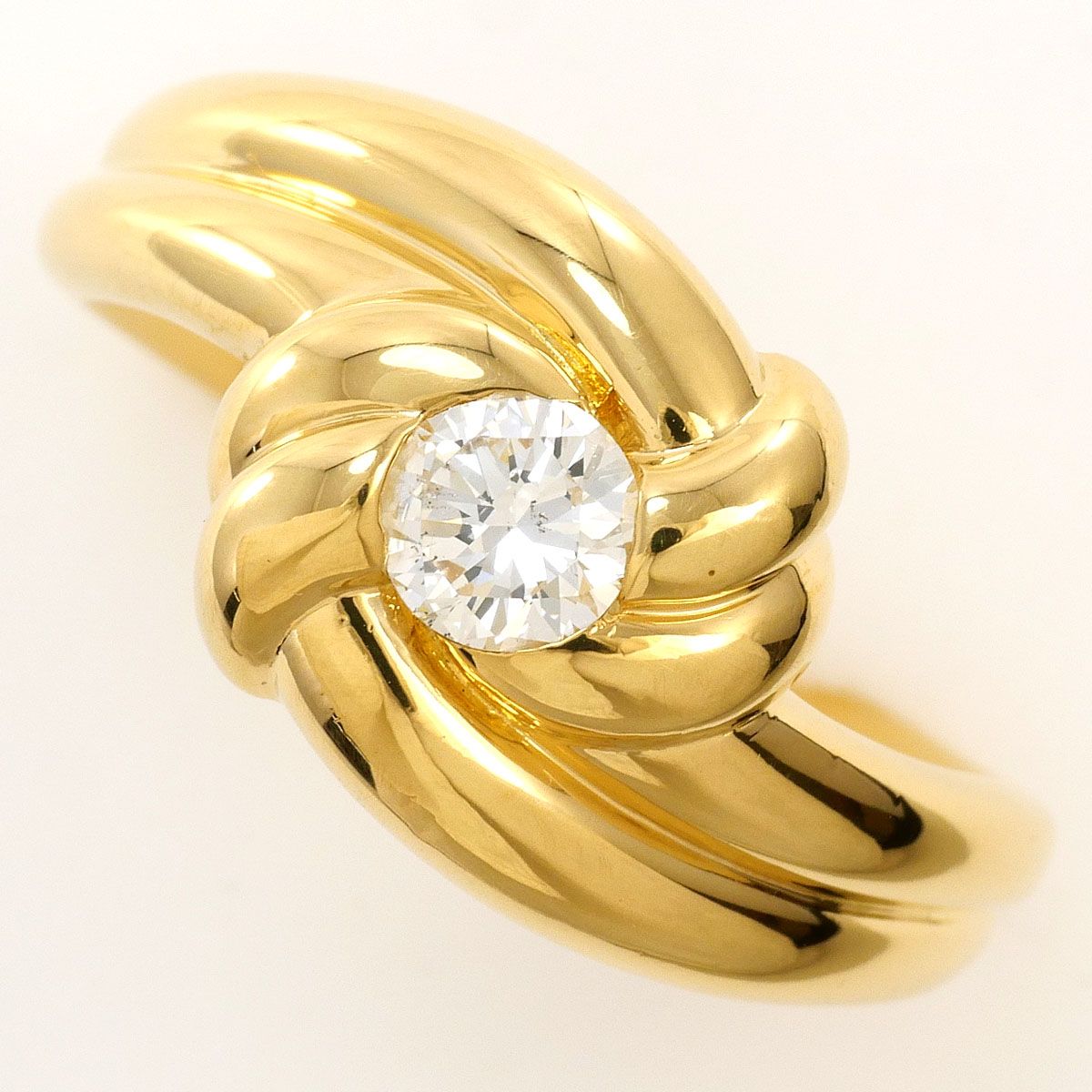K18YG リング・指輪 17号 ダイヤモンド 0.35ct 鑑別書 総重量約5.8g