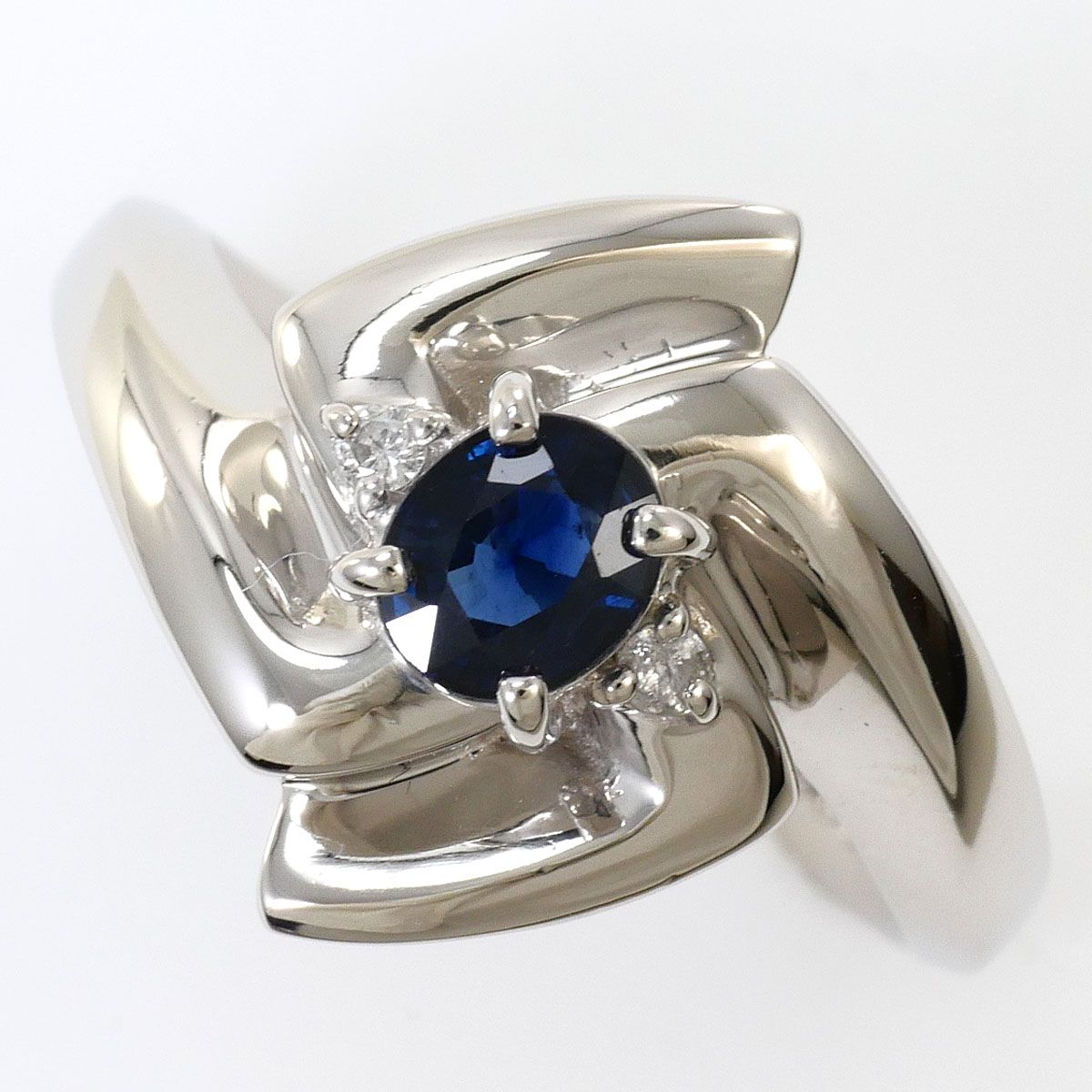 PT850/プラチナ リング・指輪 11号 サファイア 0.55ct ダイヤモンド