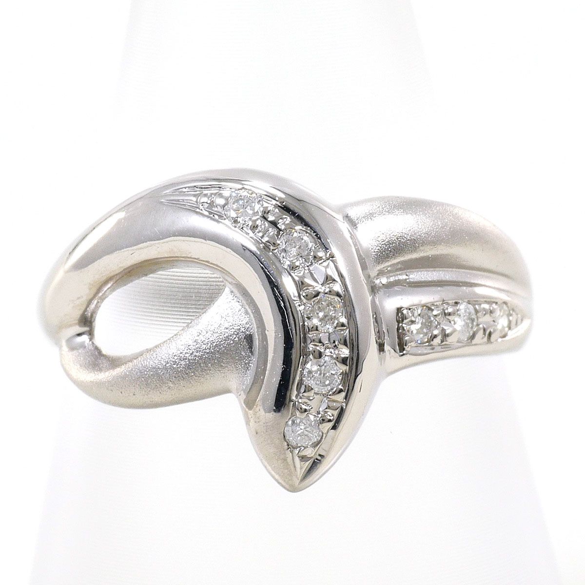 PT850/プラチナ リング・指輪 12号 ダイヤモンド 0.08ct 鑑別書 総重量約4.1g