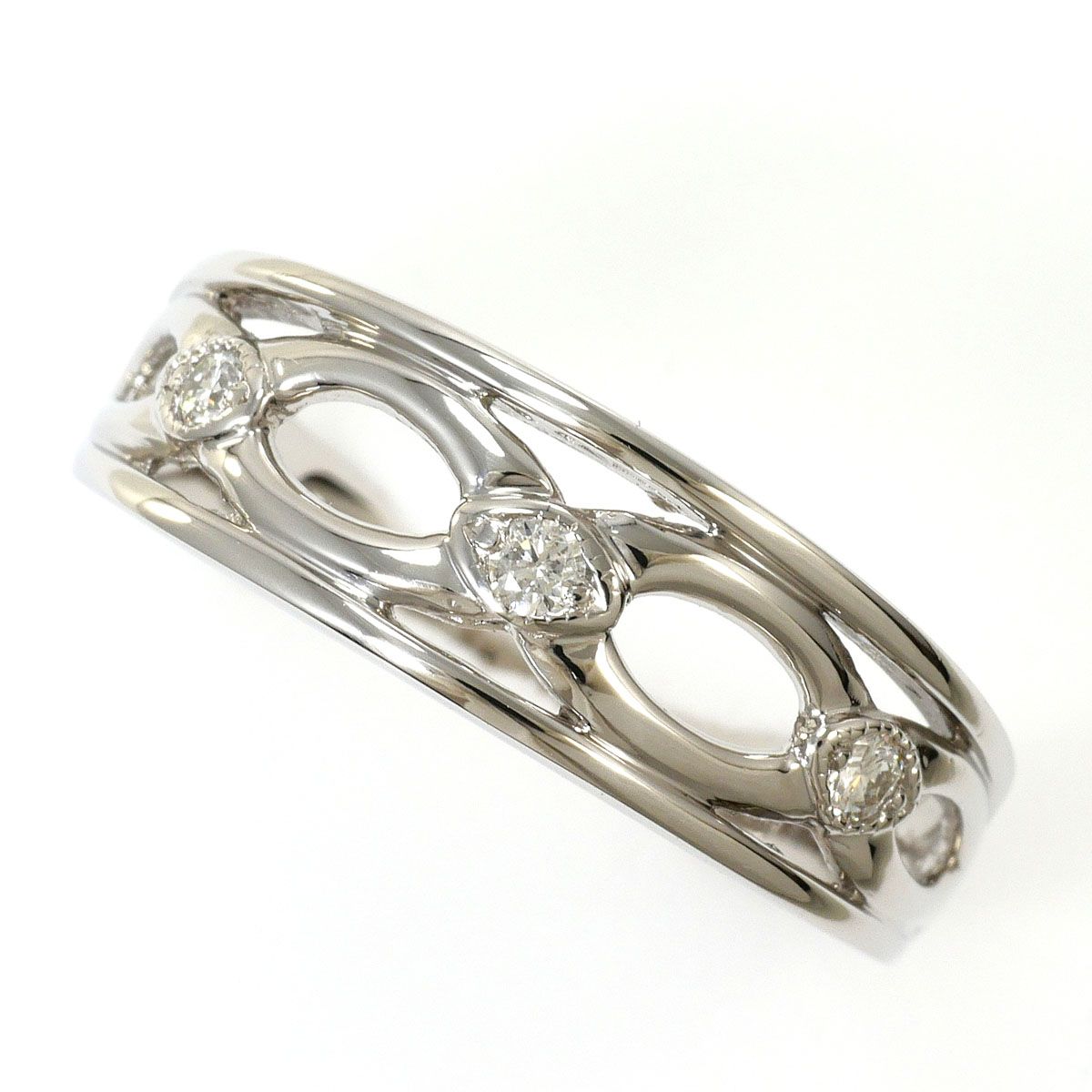 PT900/プラチナ リング・指輪 15号 ダイヤモンド 0.10ct 鑑別書 総重量約5.6g
