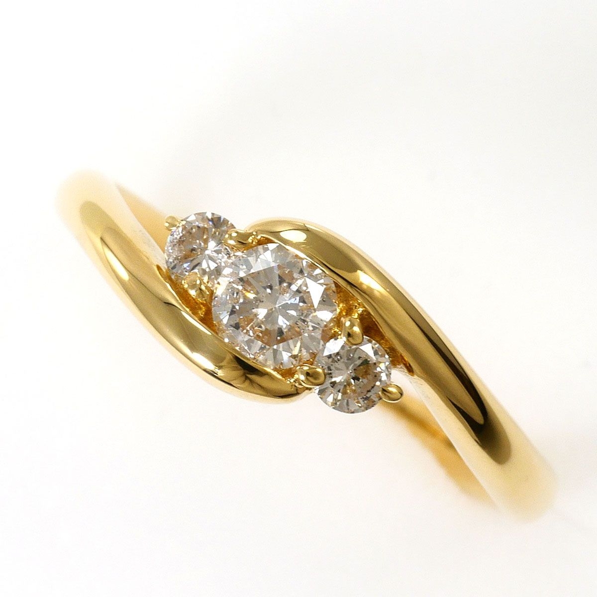 K18YG リング・指輪 10.5号 ダイヤモンド 0.13ct ダイヤモンド 鑑別書 総重量約3.1g