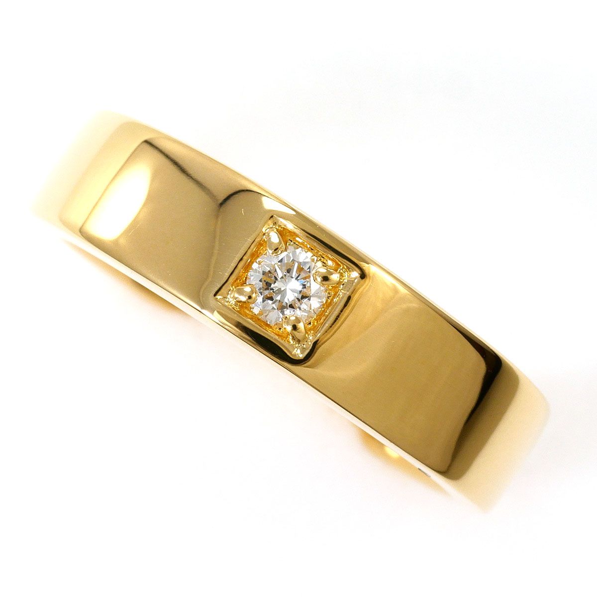 K18YG リング・指輪 10号 ダイヤモンド 0.09ct 鑑別書 総重量約3.6g
