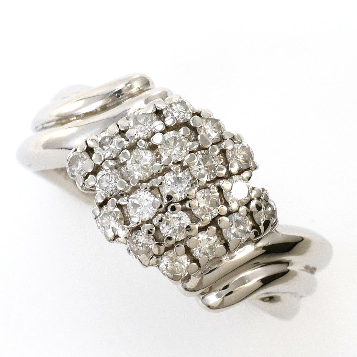 PT850/プラチナ リング・指輪 10号 ダイヤモンド 0.46ct 鑑別書 総重量約5.8g