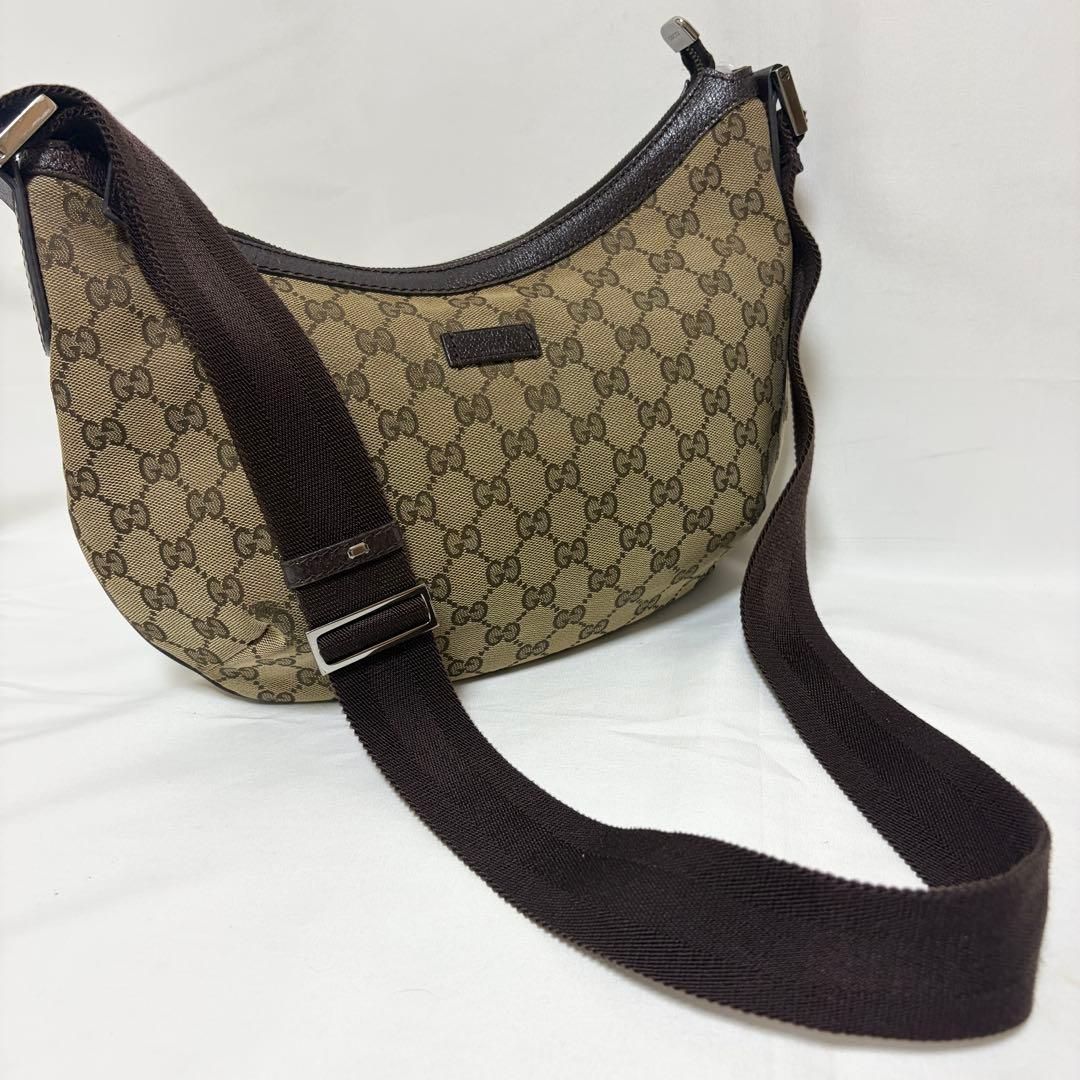 GUCCI グッチ ショルダーバッグ クロスボディ ハーフムーン GGキャンバス レザー 181092