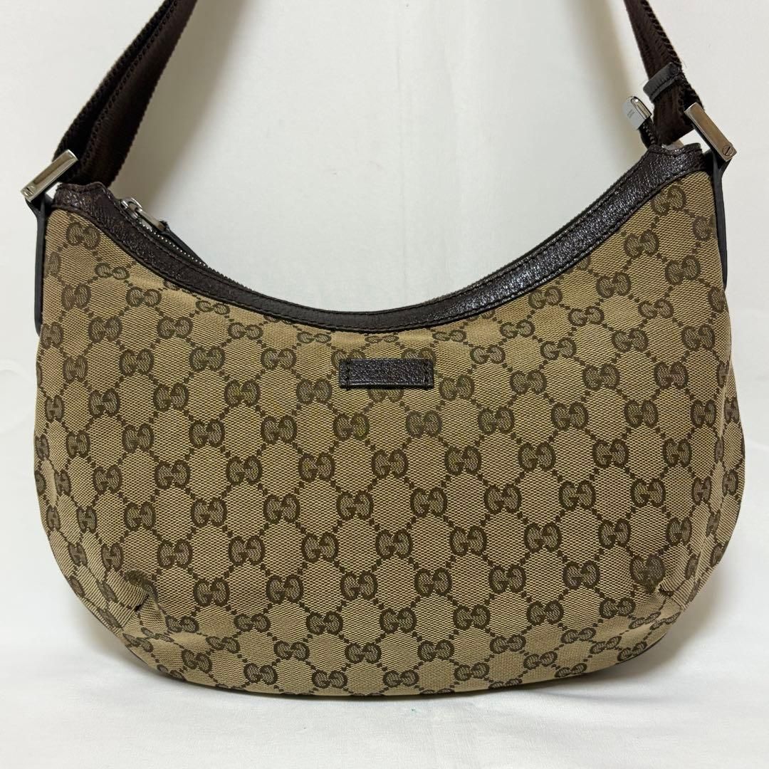 GUCCI グッチ ショルダーバッグ クロスボディ ハーフムーン GGキャンバス レザー 181092