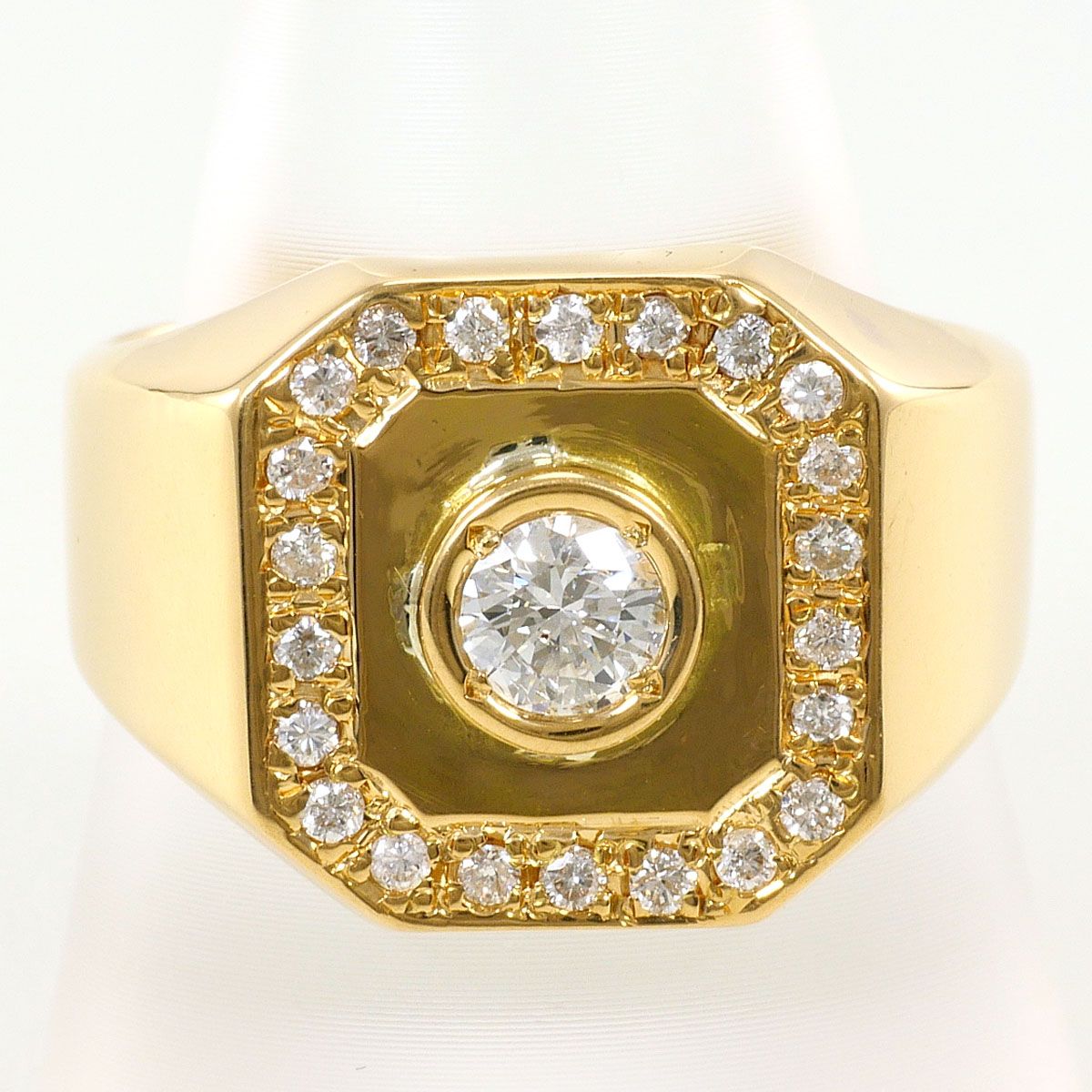 K18YG リング・指輪 20.5号 ダイヤモンド 0.311ct ダイヤモンド 0.28ct 鑑別書 総重量約17.7g