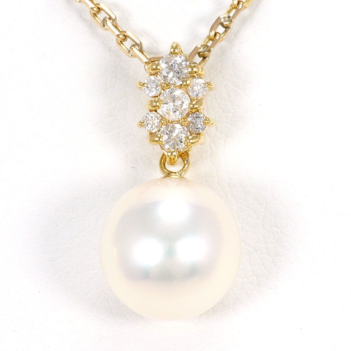 K18YG ネックレス アコヤ真珠 ダイヤモンド 0.13ct カード鑑別書 総重量約4.0g 約40cm