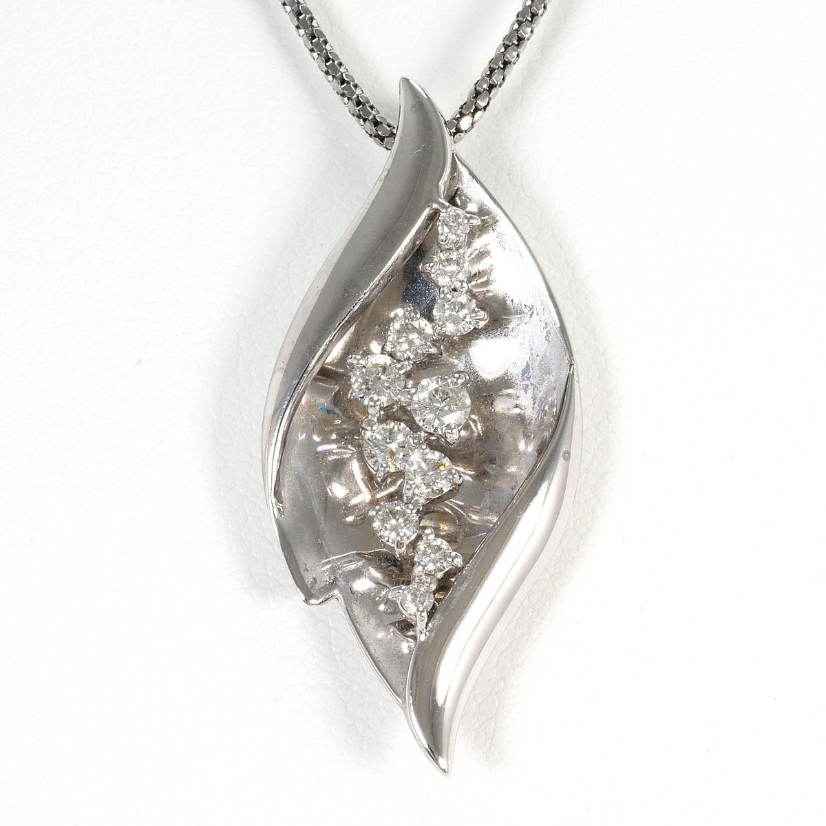 K18WG ネックレス ダイヤモンド 0.50ct カード鑑別書 総重量約9.9g 約45cm