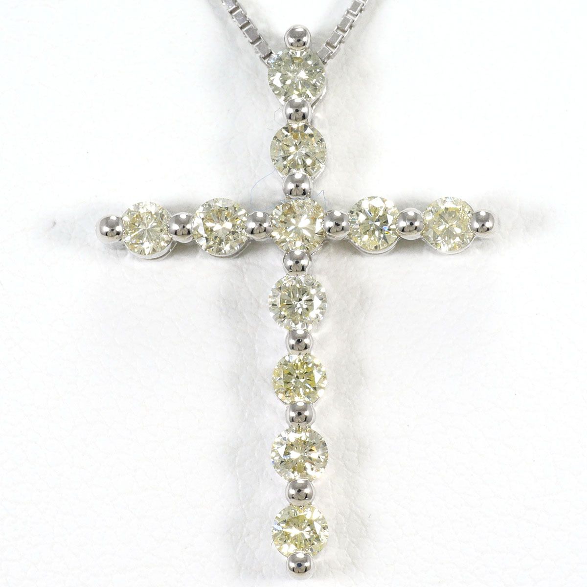 K18WG ネックレス イエローダイヤモンド 1.00ct カード鑑別書 総重量約5.6g 約45cm