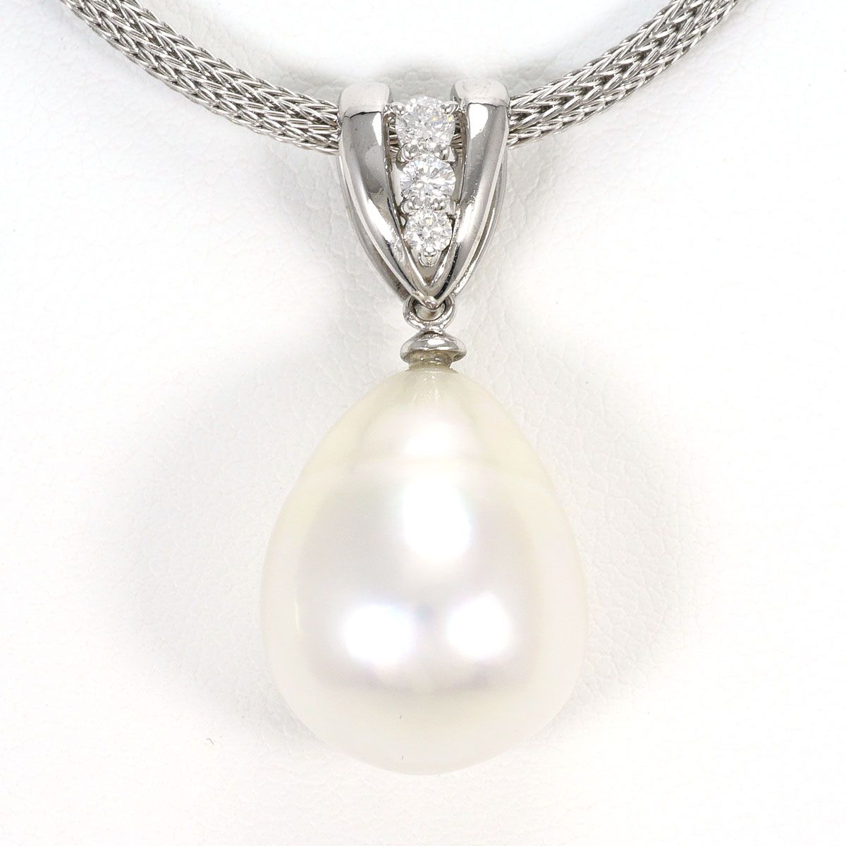 K18WG ネックレス 南洋真珠 ダイヤモンド 0.15ct カード鑑別書 総重量約12.7g 約40cm
