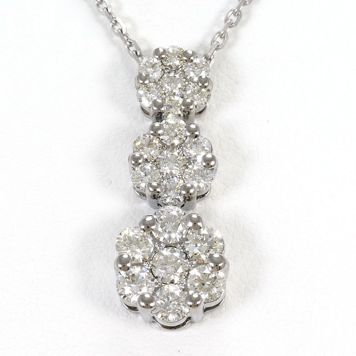 K18WG ネックレス ダイヤモンド 1.50ct カード鑑別書 総重量約7.5g 約42cm
