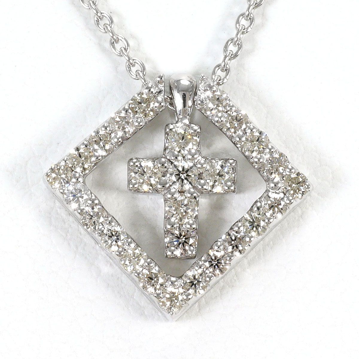 K18WG ネックレス ダイヤモンド 0.28ct カード鑑別書 総重量約3.3g 約45cm