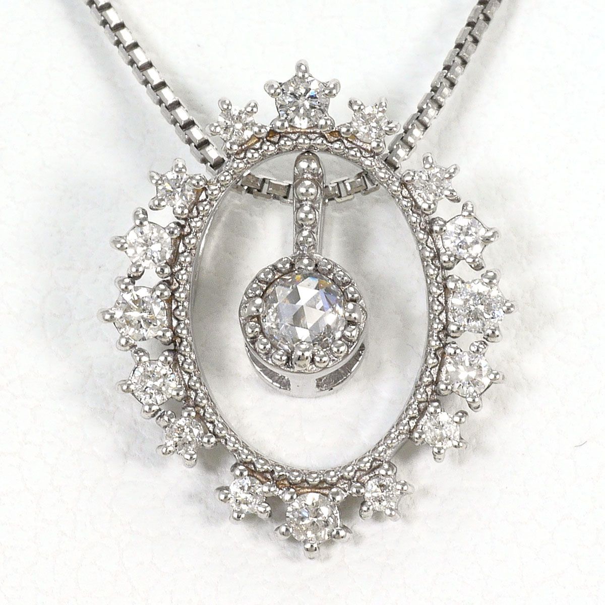 K18WG ネックレス ダイヤモンド 0.05ct ダイヤモンド 0.13ct 鑑別書 総重量約2.8g 約45cm