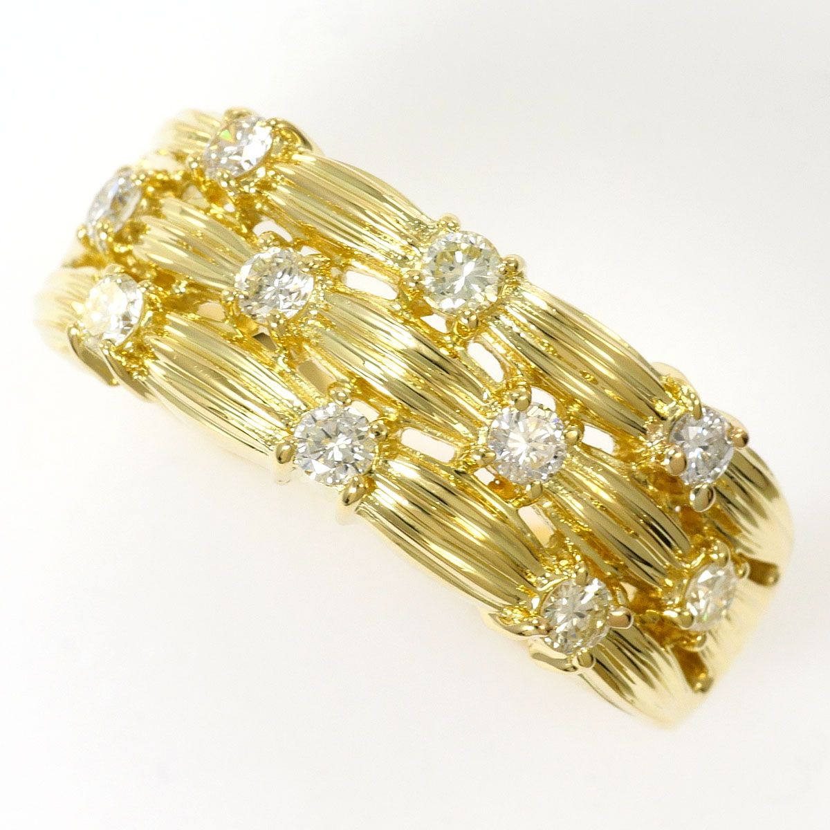 K18YG リング・指輪 16.5号 ダイヤモンド 0.46ct 鑑別書 総重量約7.8g