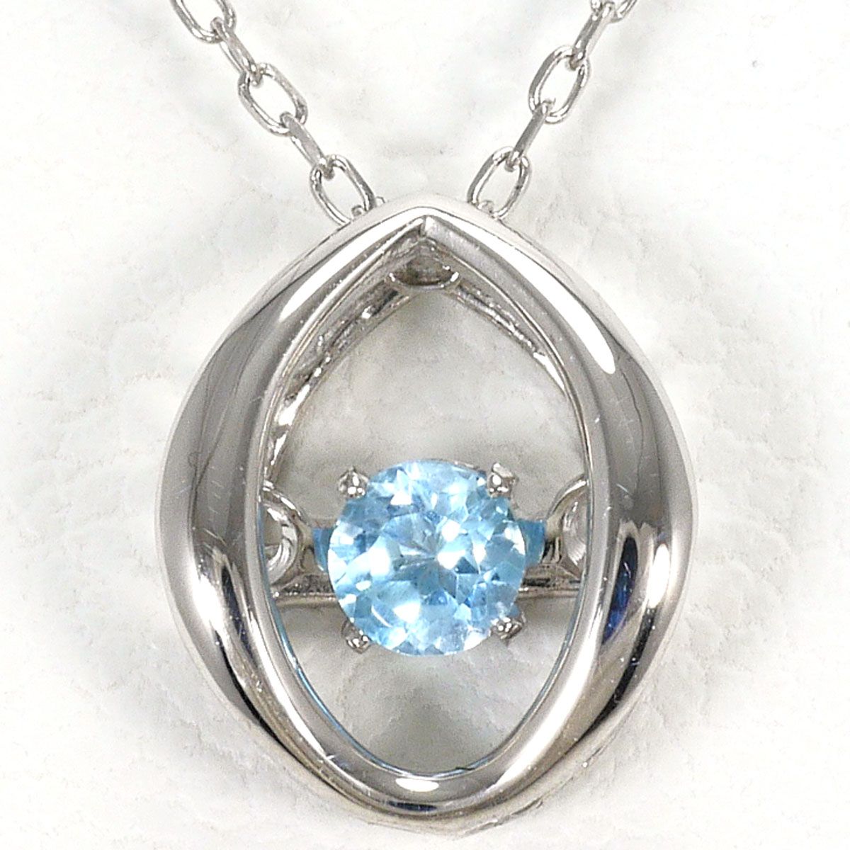 K10WG ネックレス ブルートパーズ 0.05ct 総重量約0.8g 約40cm