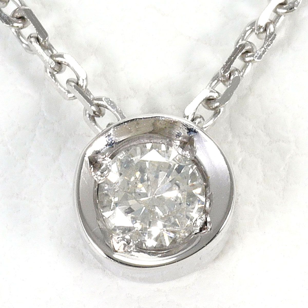 K18WG ネックレス ダイヤモンド 0.10ct 総重量約1.7g 約40cm