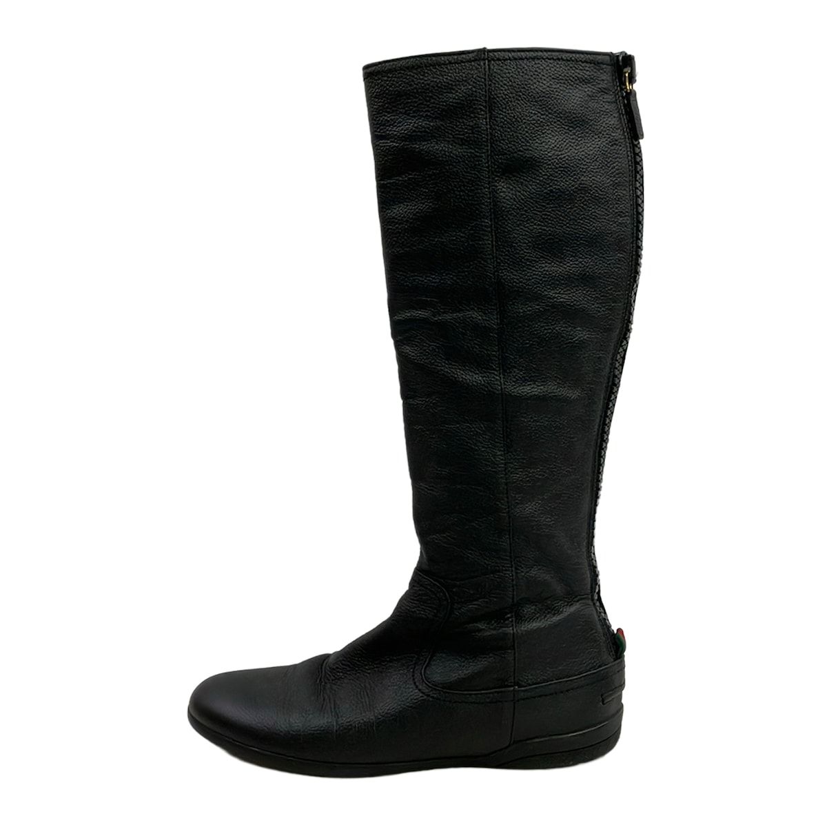 GUCCI(グッチ) ロングブーツ 35 1/2 レディース - 317050 黒 シェリー(ウェブ) レザー 13,870円