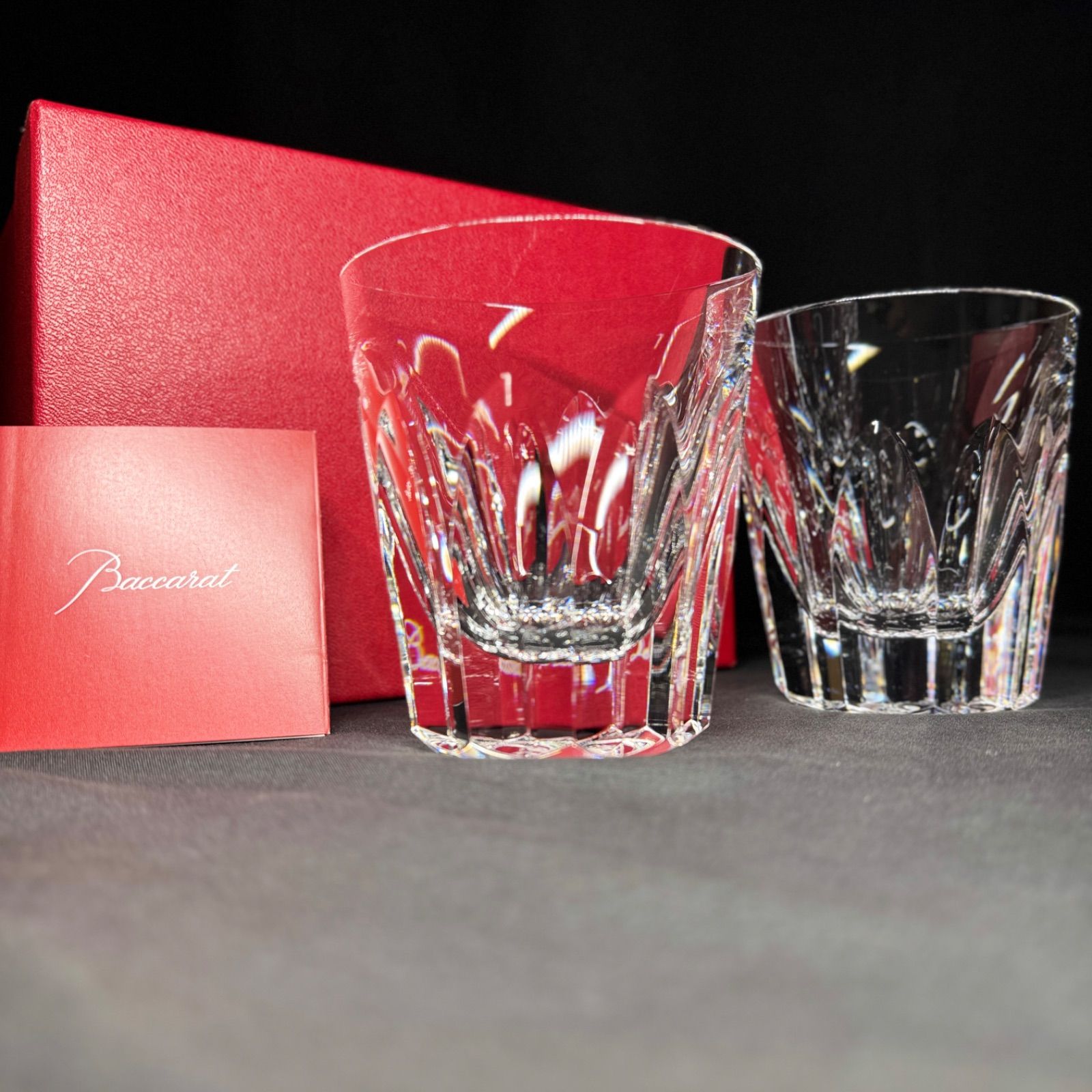 F149 未使用 Baccarat ポリニャック ロックグラス ペア 箱付き バカラ 食器