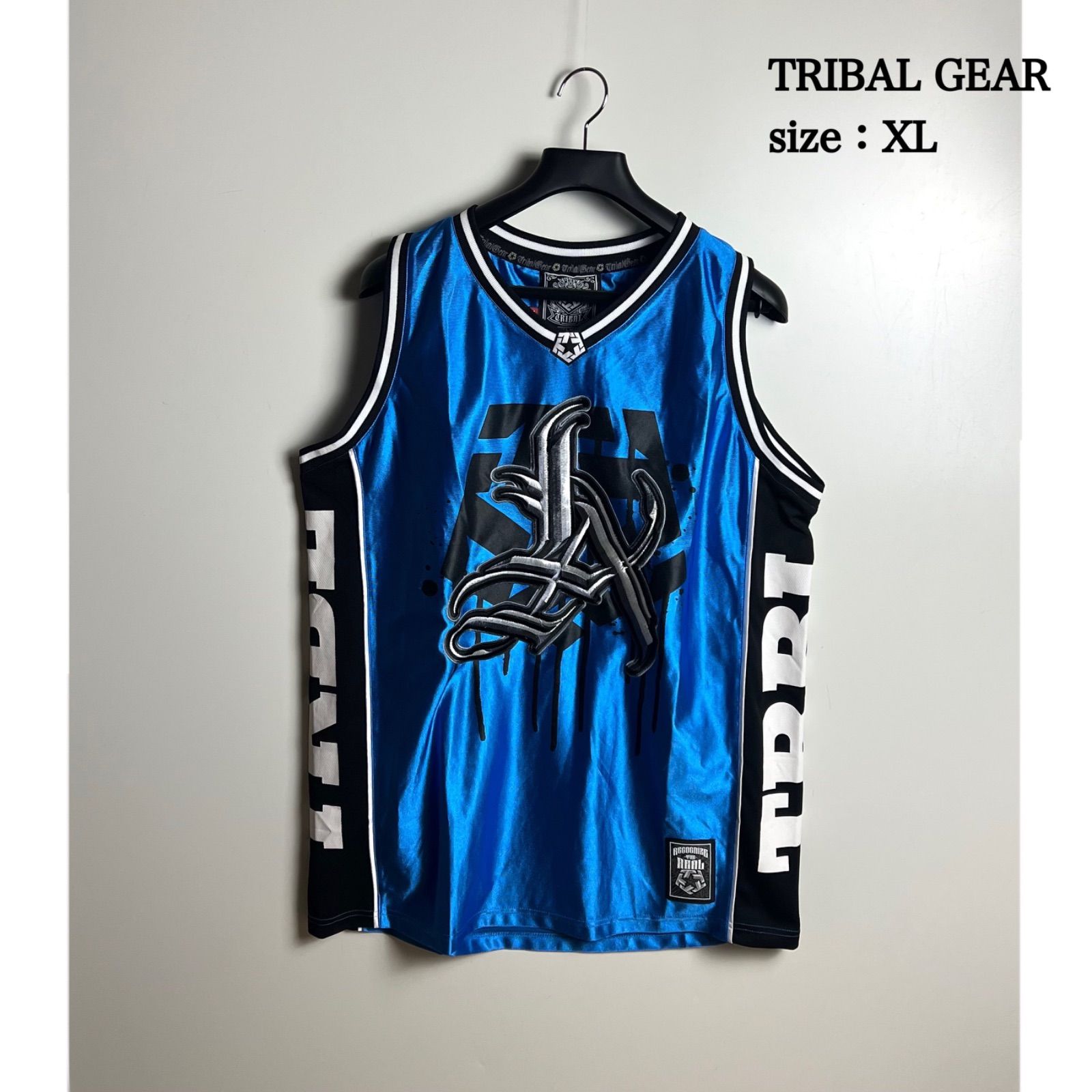 TRIBAL GEAR B-BOY archive BB tanktop XL blue トライバル バスケット タンクトップ ゲームシャツ 希少 レア B系 ストリート 美品