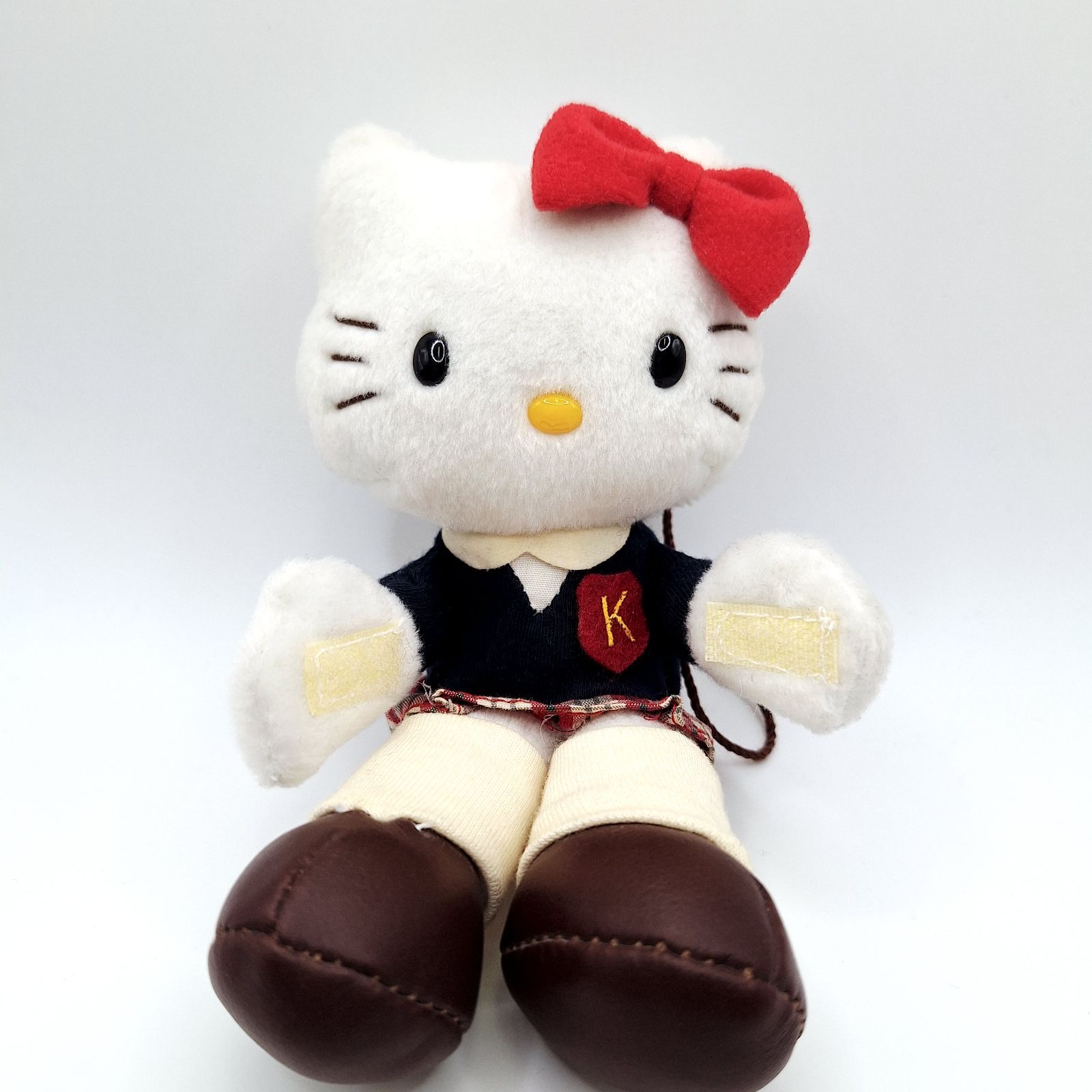 レア　ハローキティ 女子高生 制服 ぬいぐるみ ハイソックス 希少　エイコー 希少☆平成レトロ 1997年 ハローキティ 足長 制服 女子高生 JK