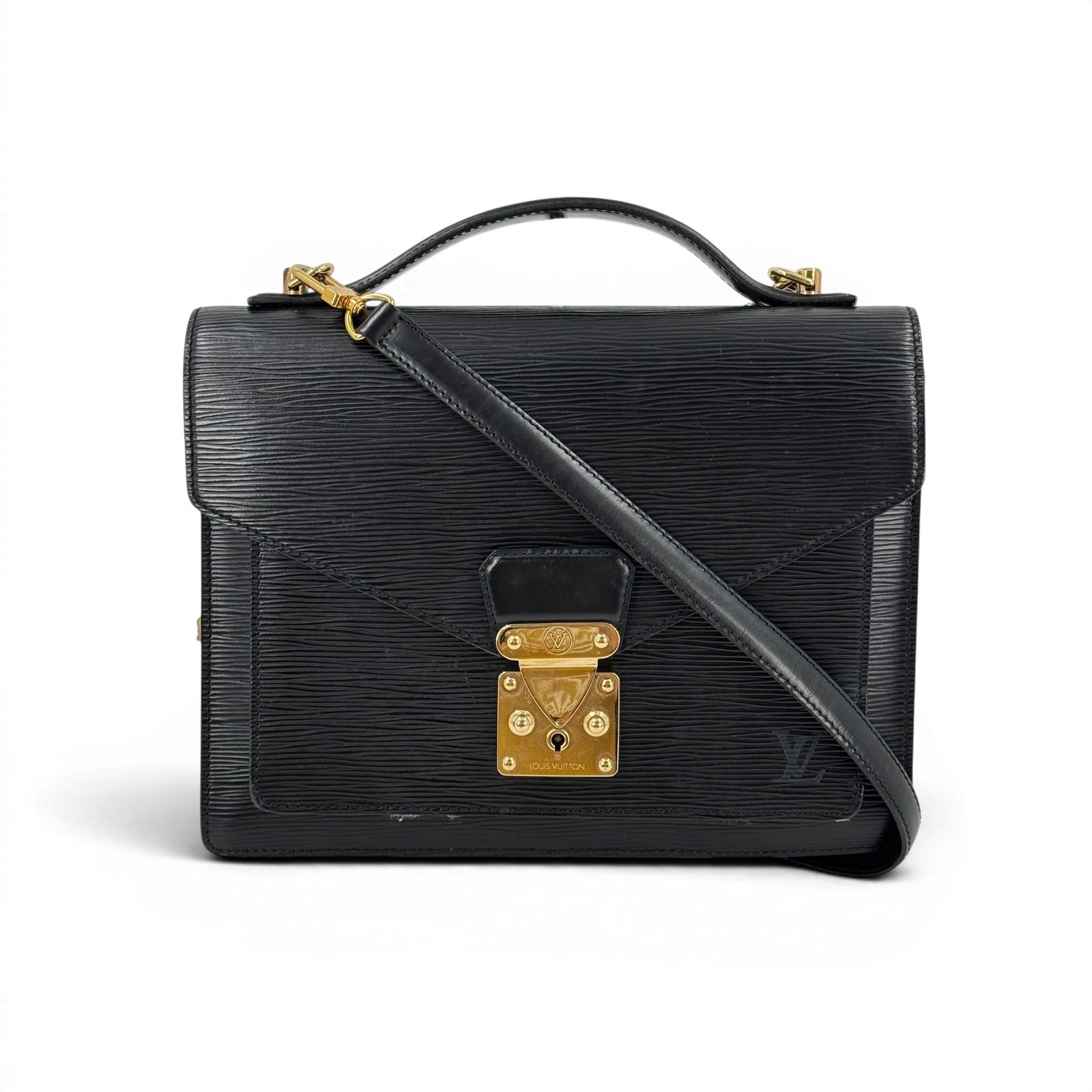 LOUIS VUITTON モンソー エピ レザー ブラック 2Way ハンドバッグ ショルダー M52122