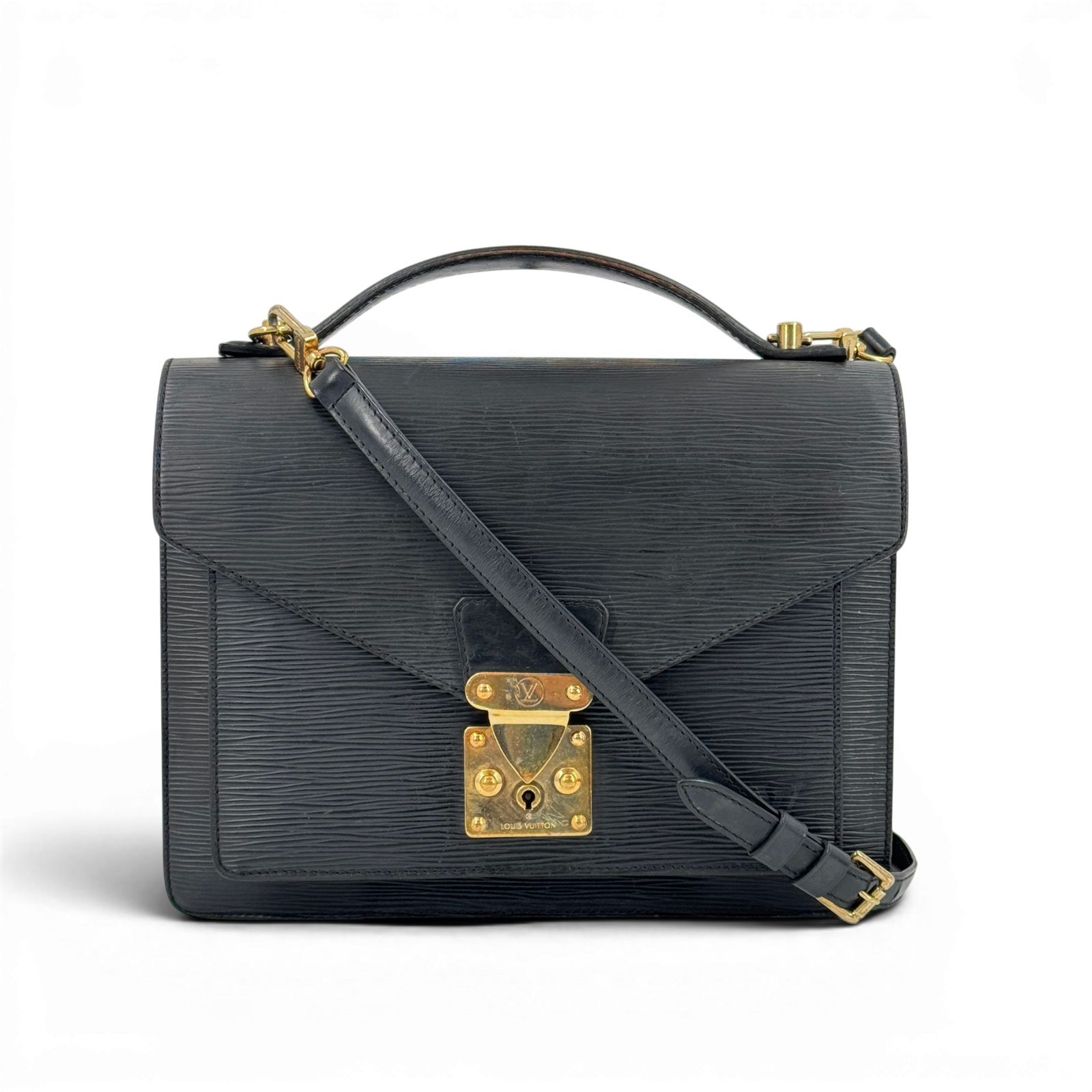 LOUIS VUITTON エピ モンソー 2way ショルダー ハンドバッグ ブラック