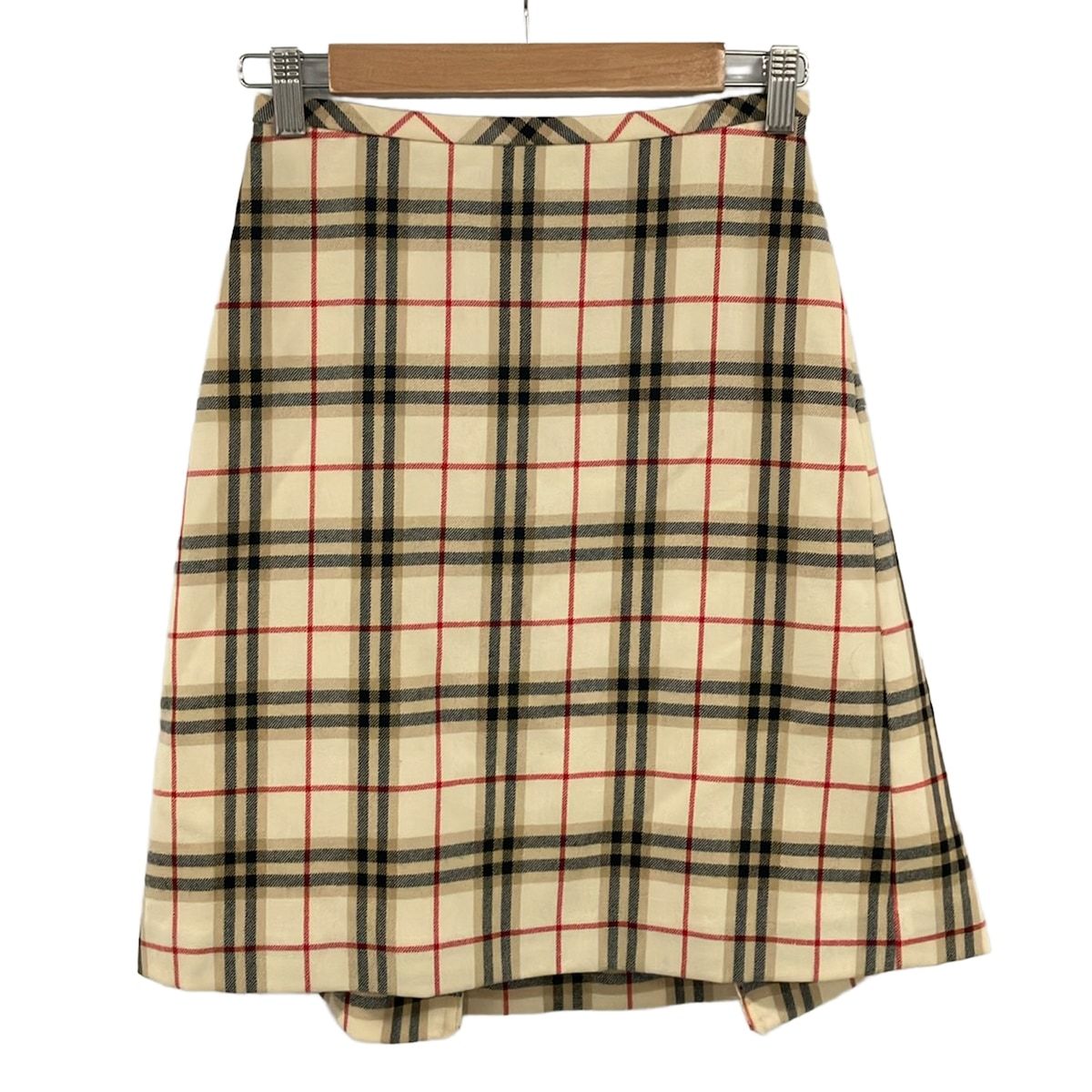 Burberry Blue Label(バーバリーブルーレーベル) スカート サイズ36 S レディース美品 - アイボリー×黒×マルチ ひざ丈/チェック柄