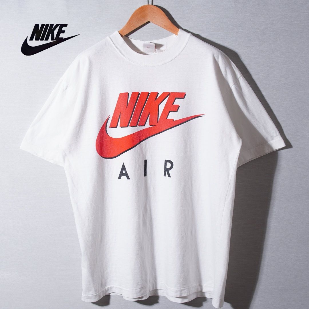 90s 銀タグ ナイキ NIKE Tシャツ L 相当 表記M ホワイト レッド ビッグプリント NIKE AIR ナイキエアー ヴィンテージ ストリート スポーツミックス オーバーサイズ ビッグシルエット 古着 T173
